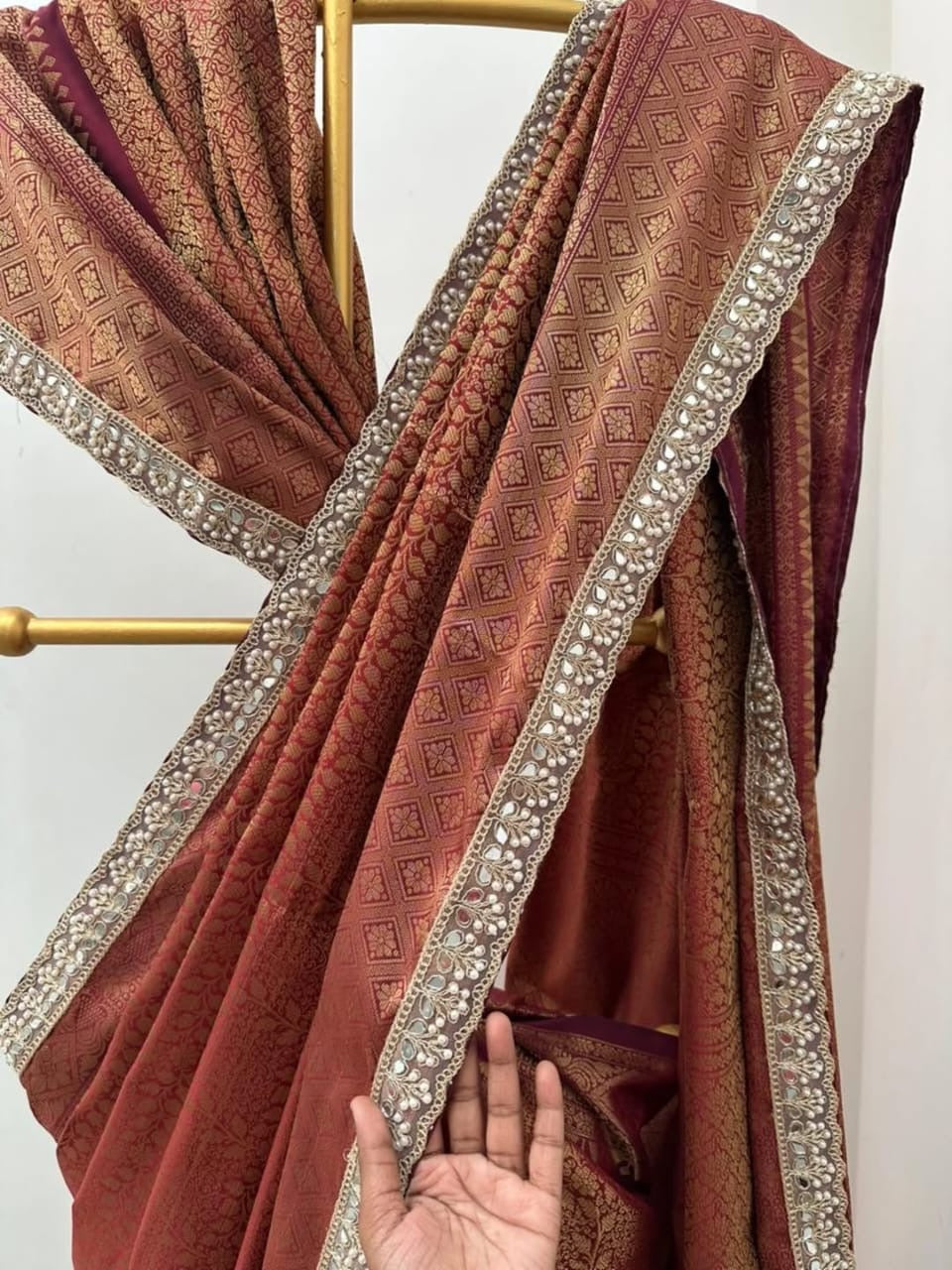 Tamira Copper Banarasi Soft Tissue Silk Saree