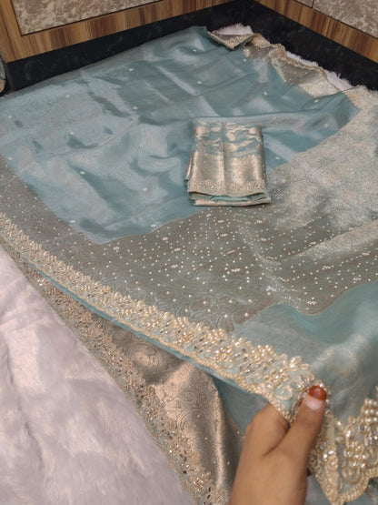Nora Blue Tissue Silk Saree