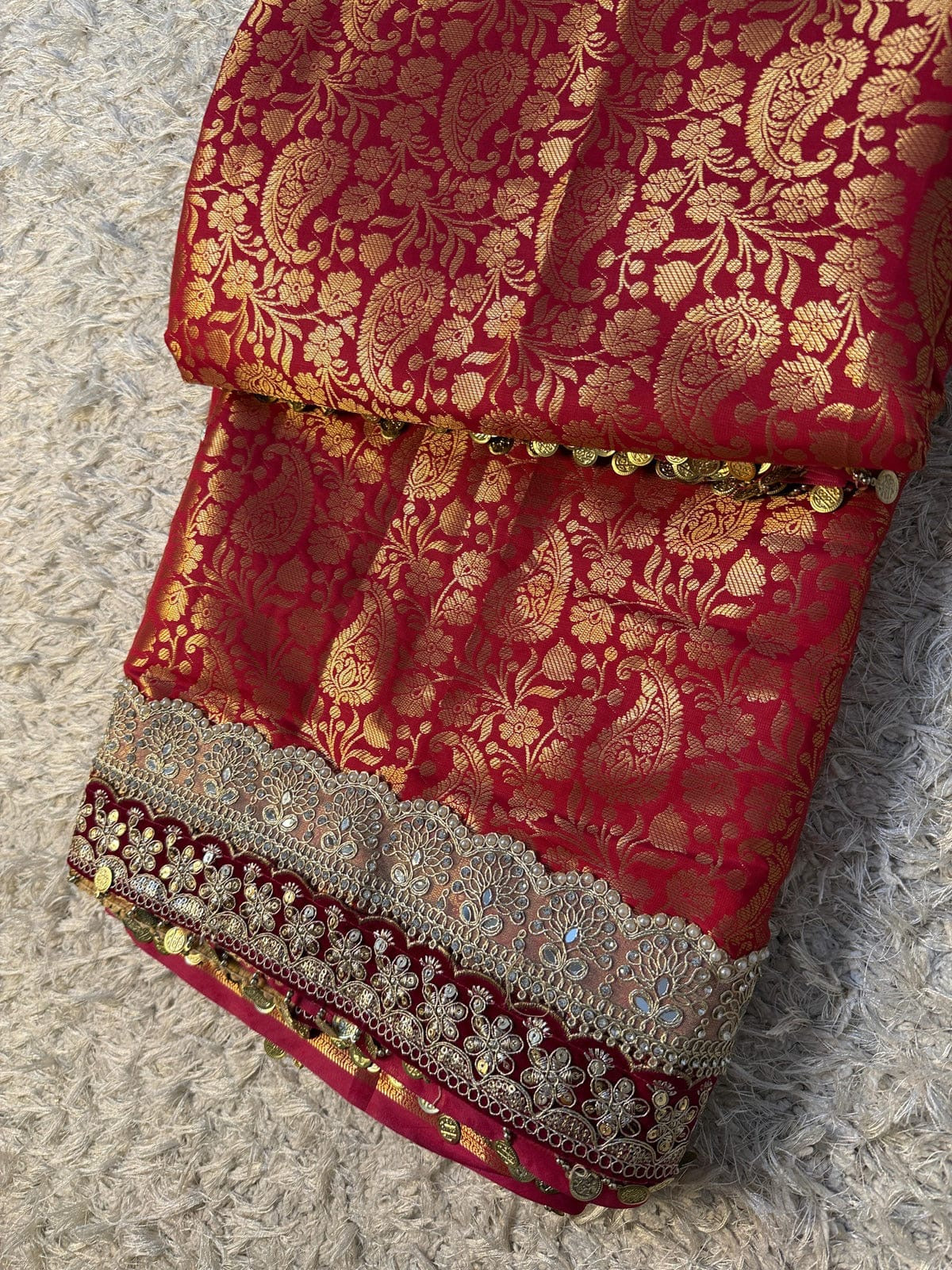 Zohra Crimson Red Banarasi Katan Silk Saree