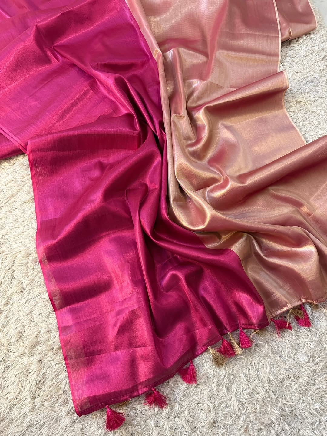Myra Pink Chanderi Tissue Silk Saree