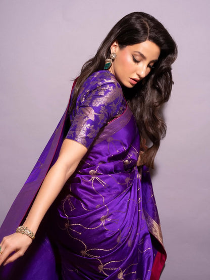 Nooraya Nora Fatehi inspired Semi Katan Silk Saree