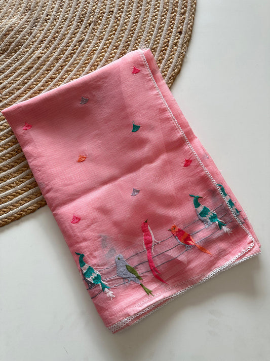 Tia Rose Pink Premium Doriya Saree