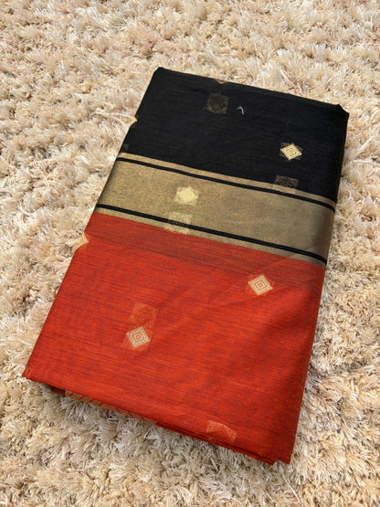 Yamini Orange & Black Gadwal Silk Saree