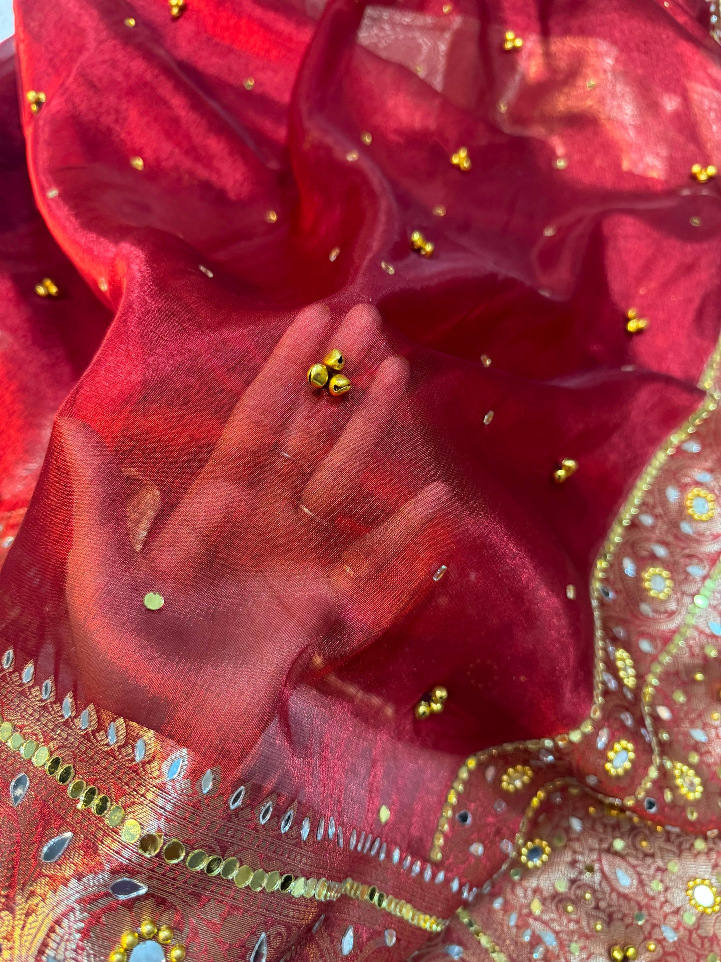 Ghungroo Red Tissue Silk Saree