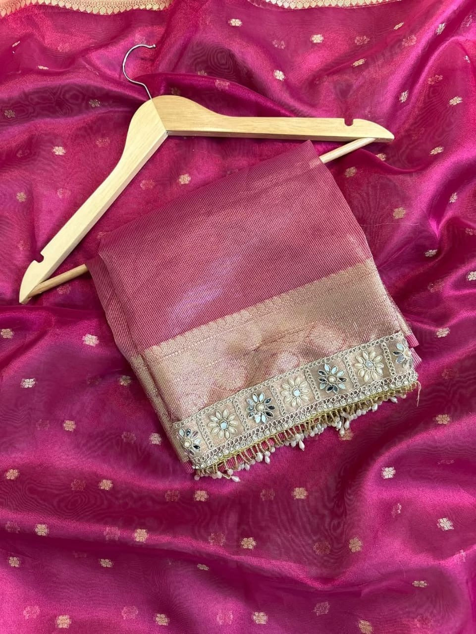 Suhani Pink Red Tissue Silk Saree