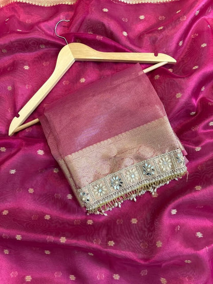 Suhani Pink Red Tissue Silk Saree