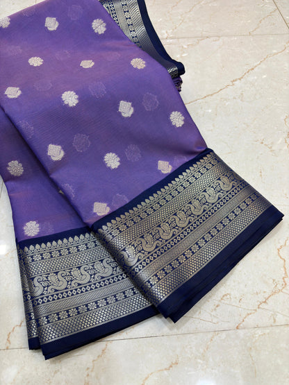 Janaki Soft Lilac Semi Katan Silk Saree