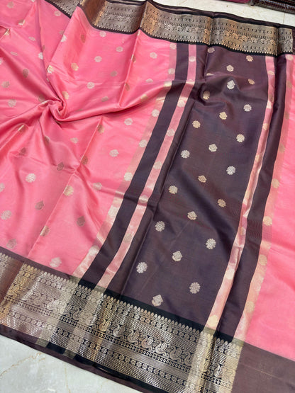 Janaki Blush Pink Semi Katan Silk Saree