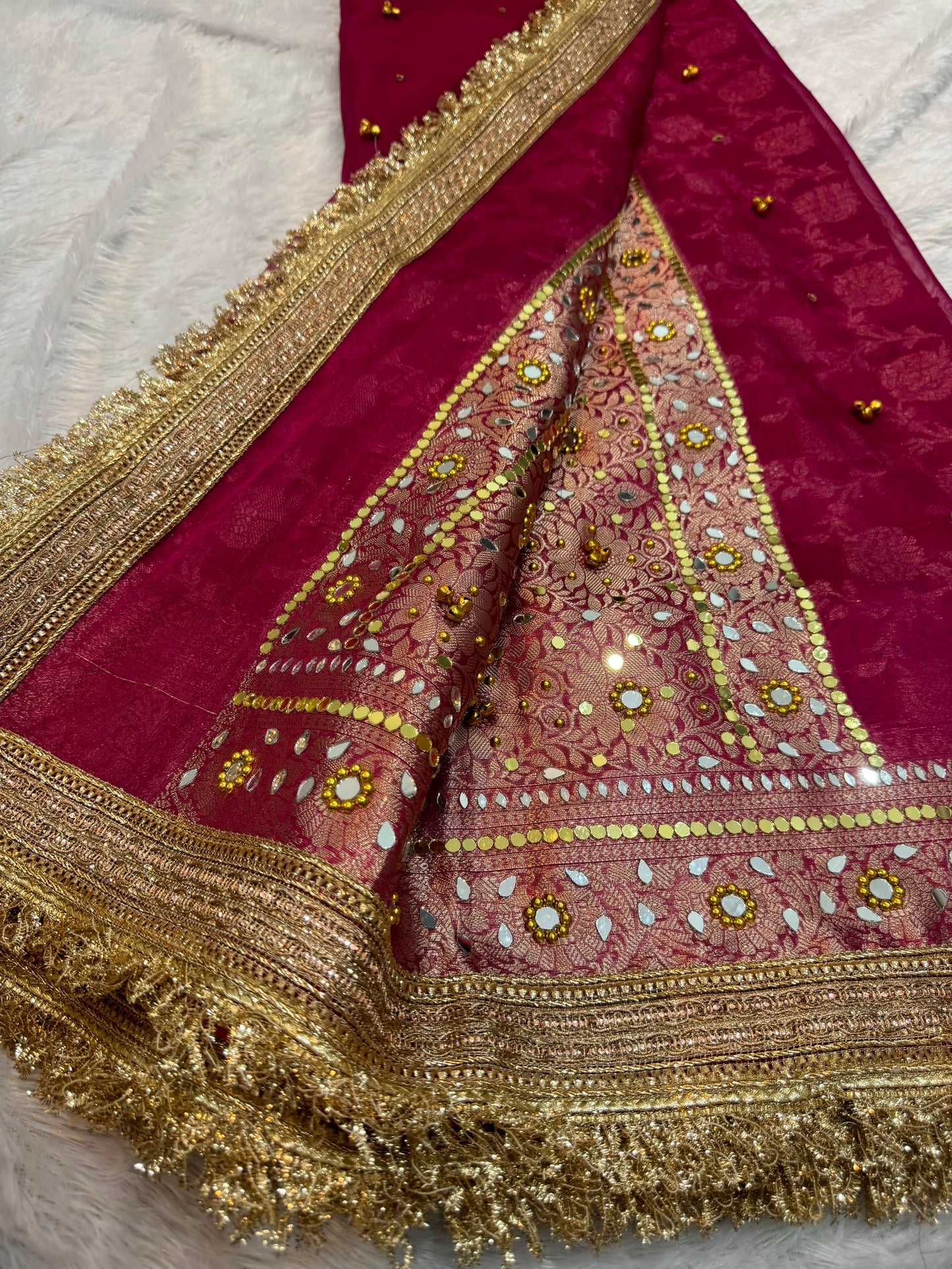 Anura Ghungroo Red Tissue Silk Saree