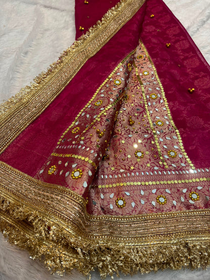 Anura Ghungroo Red Tissue Silk Saree