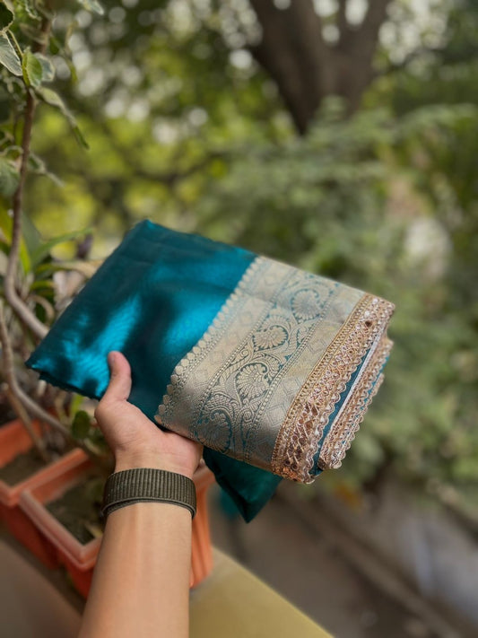 Kanvi Blue Tissue Silk Saree