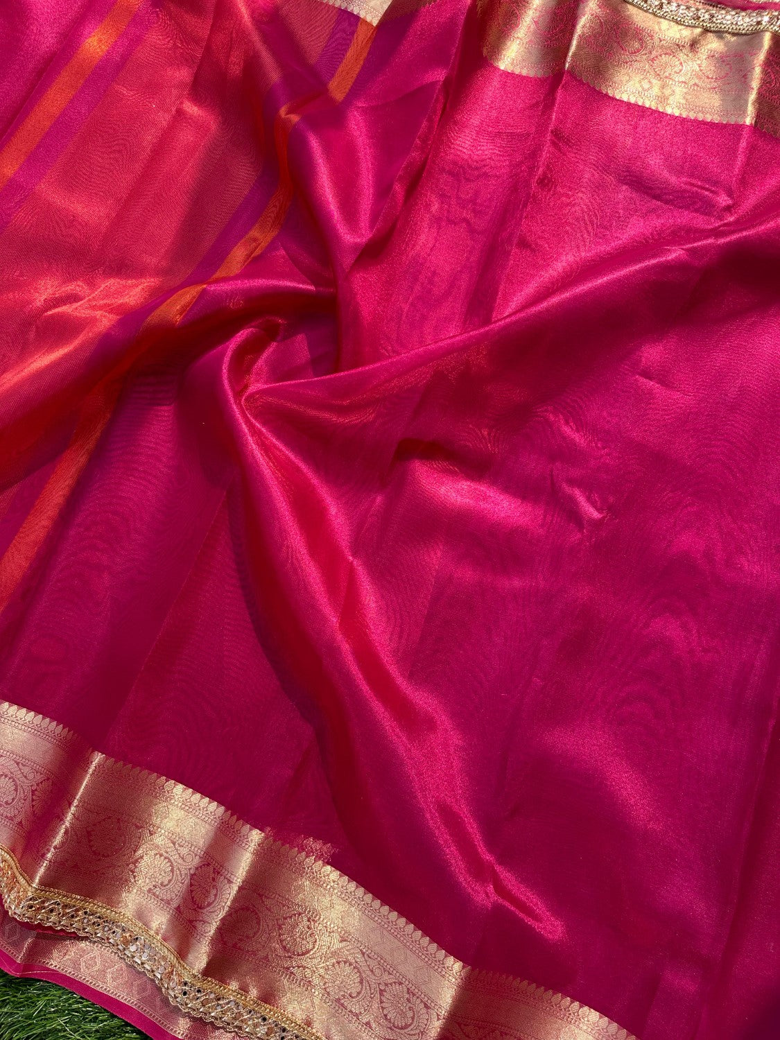 Kanvi Fuschia Tissue Silk Saree