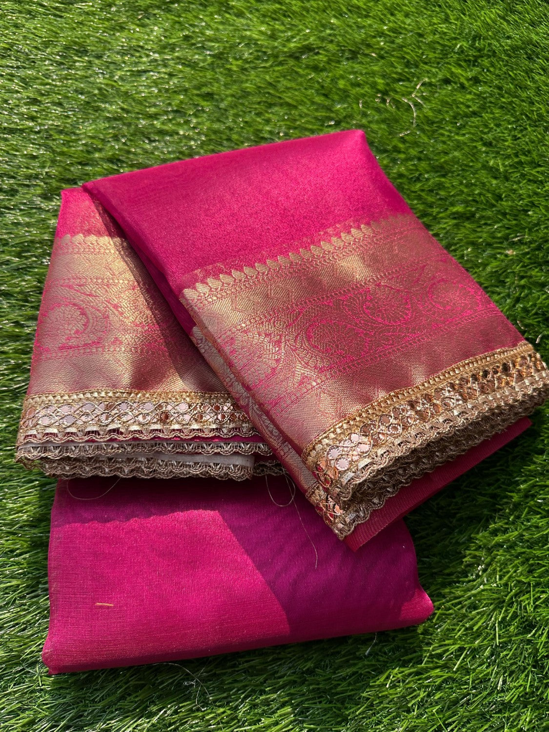 Kanvi Fuschia Tissue Silk Saree