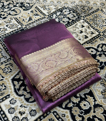 Kanvi Violet Tissue Silk Saree