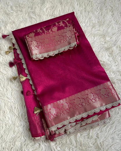 Tejore Magenta Tissue Silk Saree