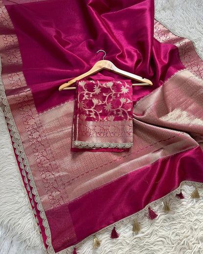 Tejore Magenta Tissue Silk Saree