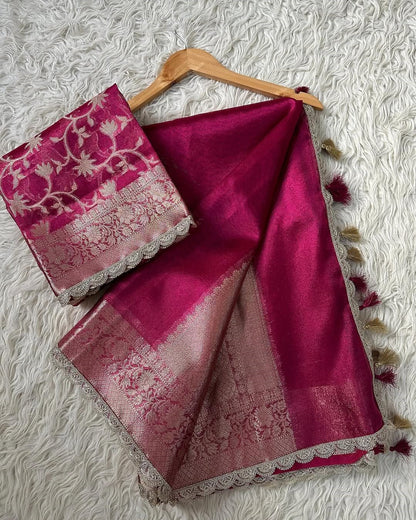 Tejore Magenta Tissue Silk Saree