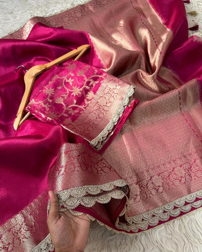 Tejore Magenta Tissue Silk Saree