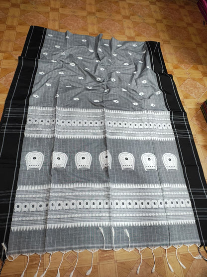 Anaya Grey Pure Mercerized Cotton Handloom Saree