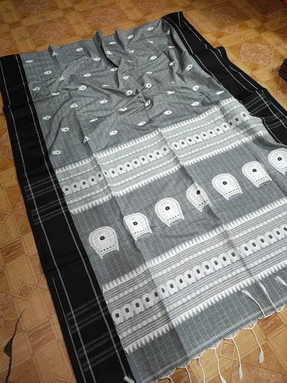 Anaya Grey Pure Mercerized Cotton Handloom Saree