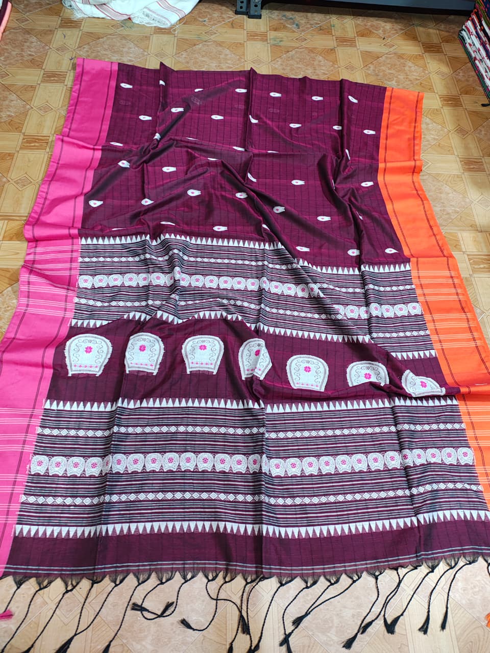 Anaya Plum & Pink Pure Mercerized Cotton Handloom Saree