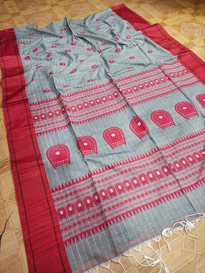 Anaya Grey Pure Mercerized Cotton Handloom Saree