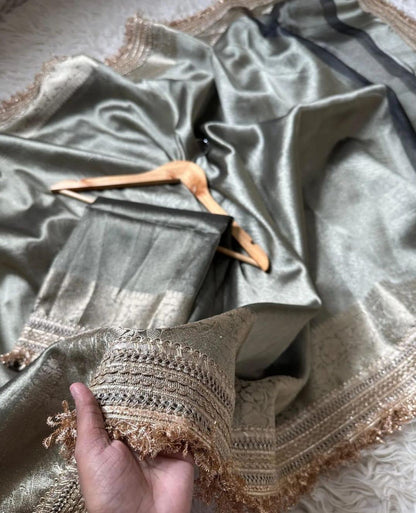 Noor Grey Tissue Silk Saree