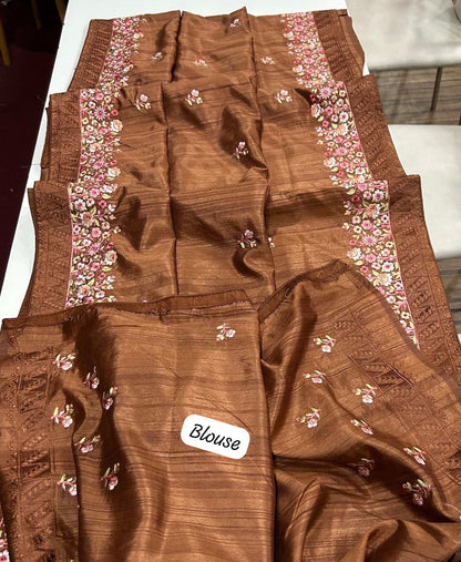 Bela Brown Tussar Saree