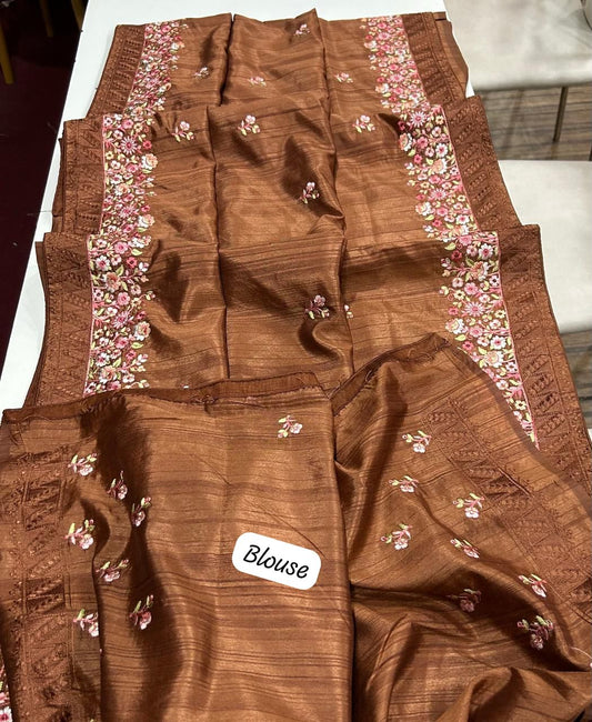 Bela Brown Tussar Saree