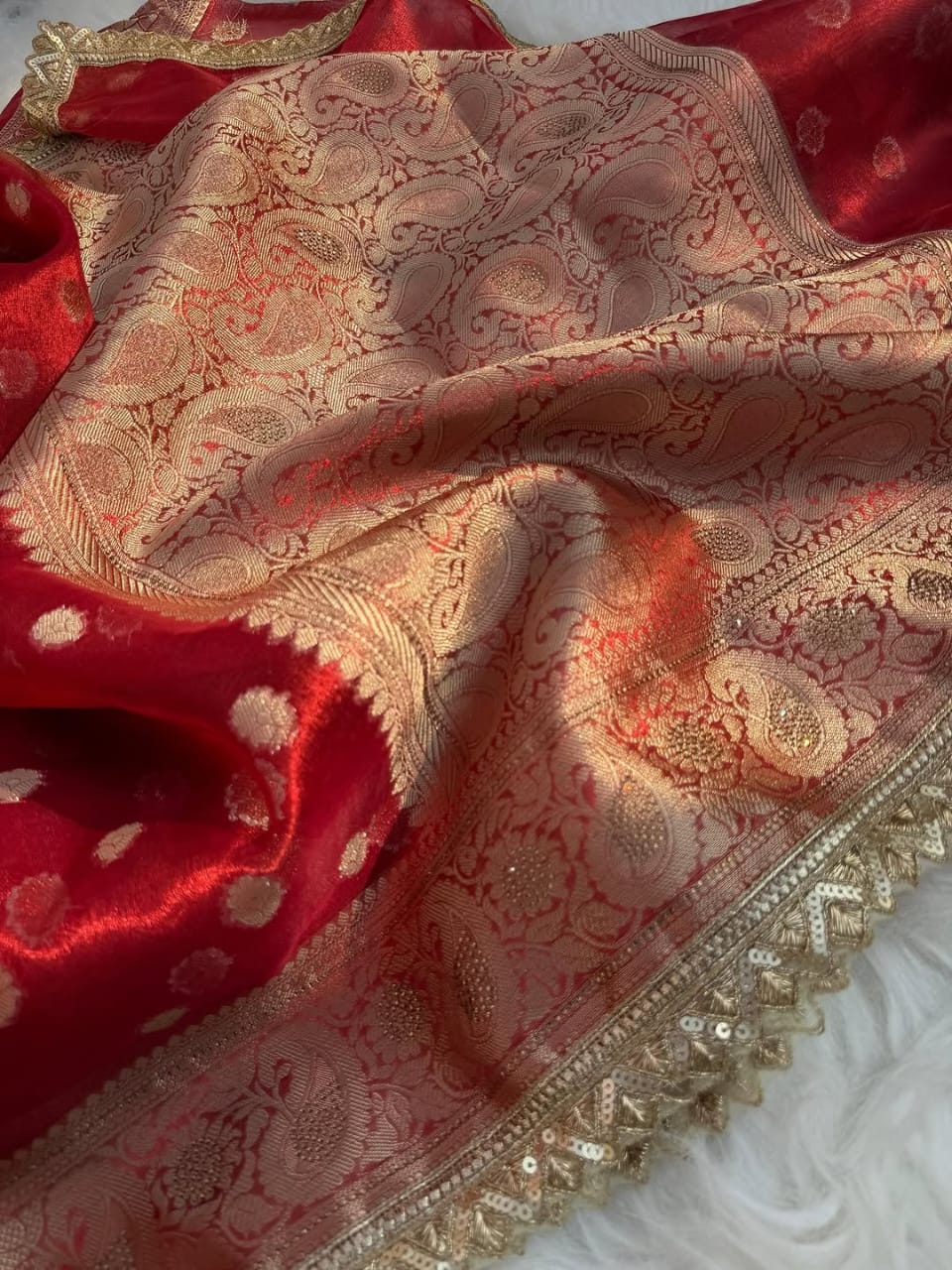 Arzoo Royal Red Tissue Silk Saree
