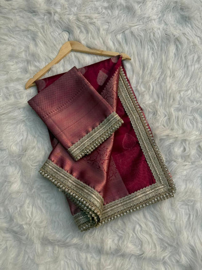 Zarina Deep Red Tissue Silk Saree
