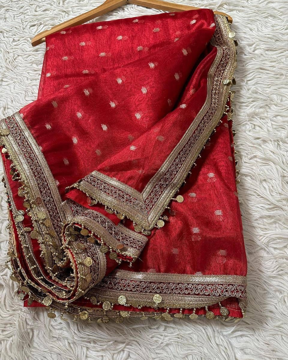 Saira Royal Red Tissue Silk Saree