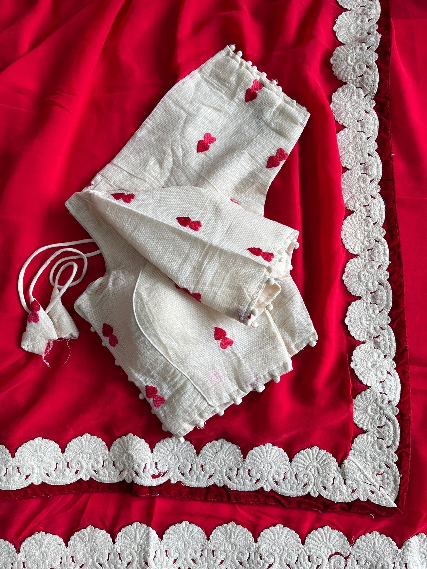 Preet Red Georgette Saree with Chikankari Embroidery