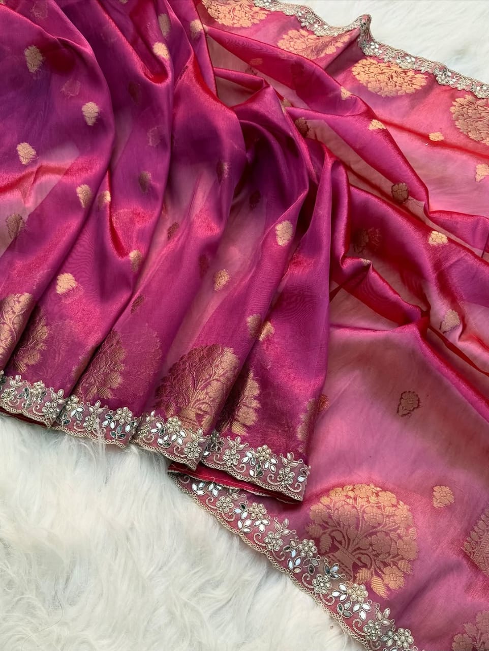 Zareen Pink Tissue Silk Saree