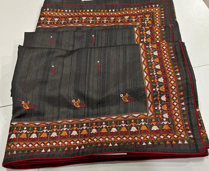 Resha Grey Tussar Saree