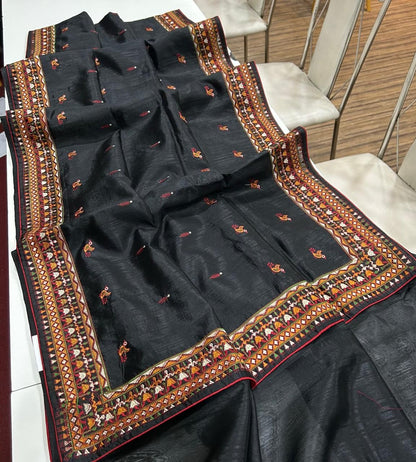 Resha Black Tussar Saree