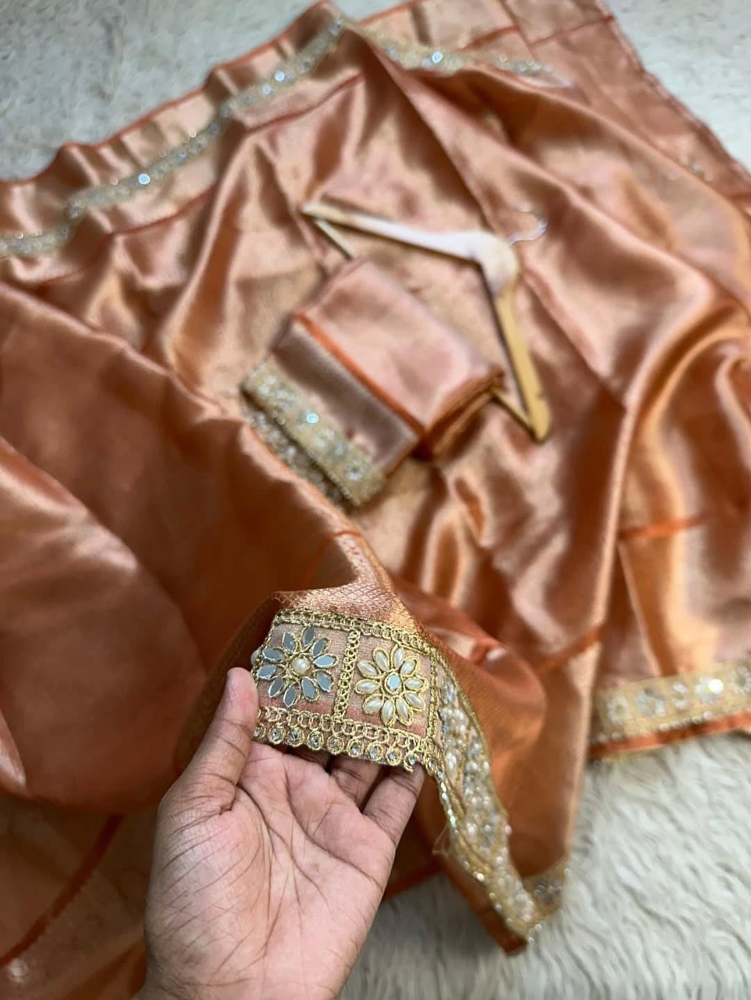 Naira Orange Tissue Silk Saree