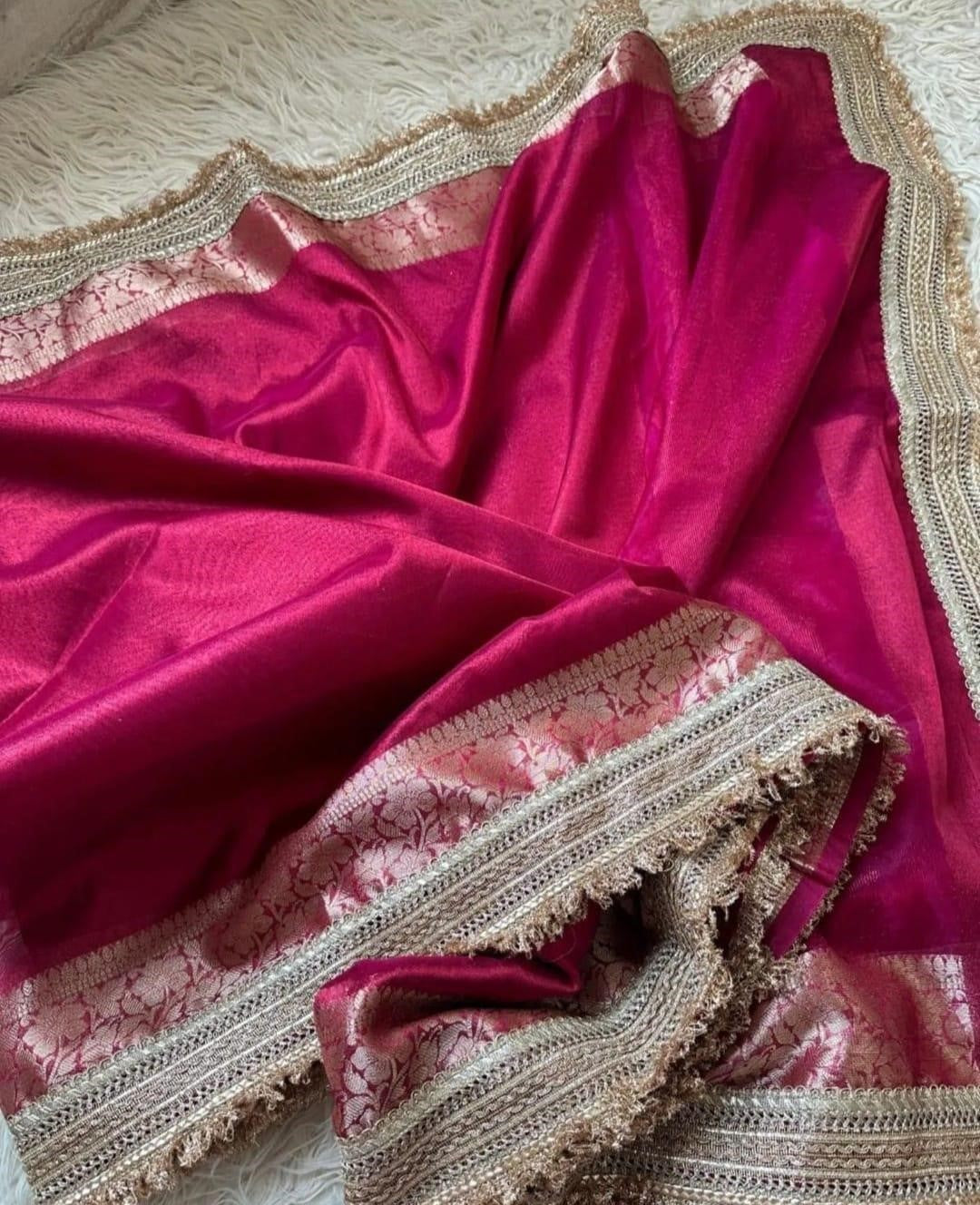 Noor Magenta Tissue Silk Saree