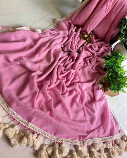 Aurya Pink Khadi Cotton Saree