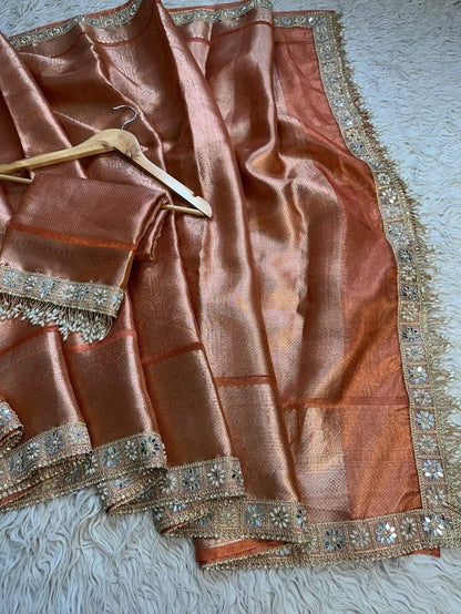 Naira Orange Tissue Silk Saree