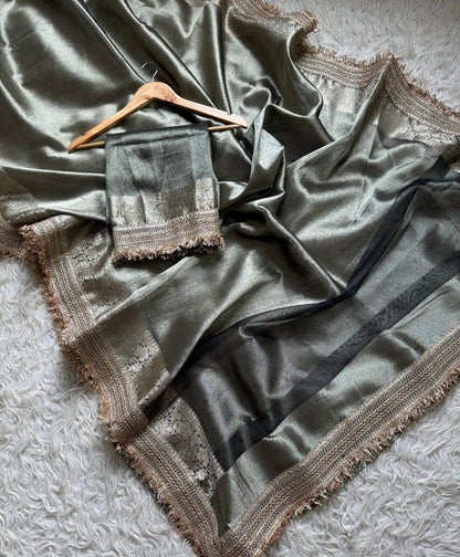 Noor Grey Tissue Silk Saree