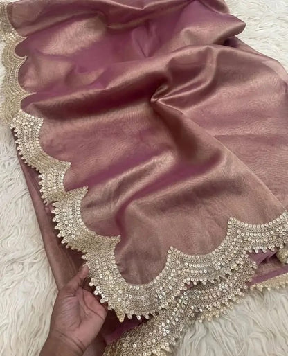 Tara Pink Tissue Silk Saree