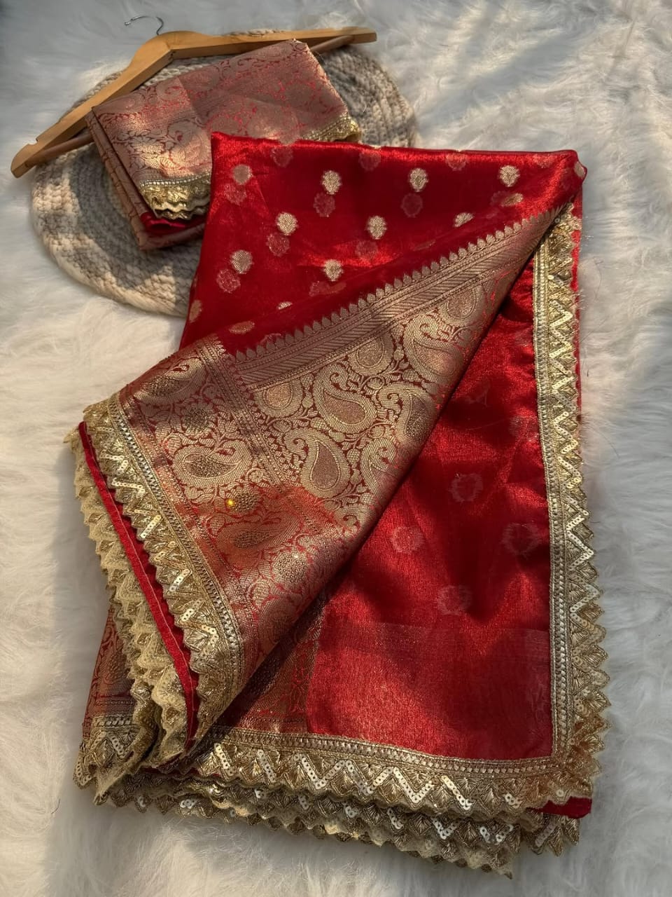 Arzoo Royal Red Tissue Silk Saree
