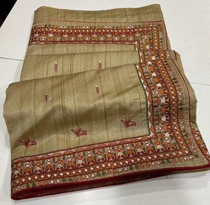 Resha Beige Tussar Saree