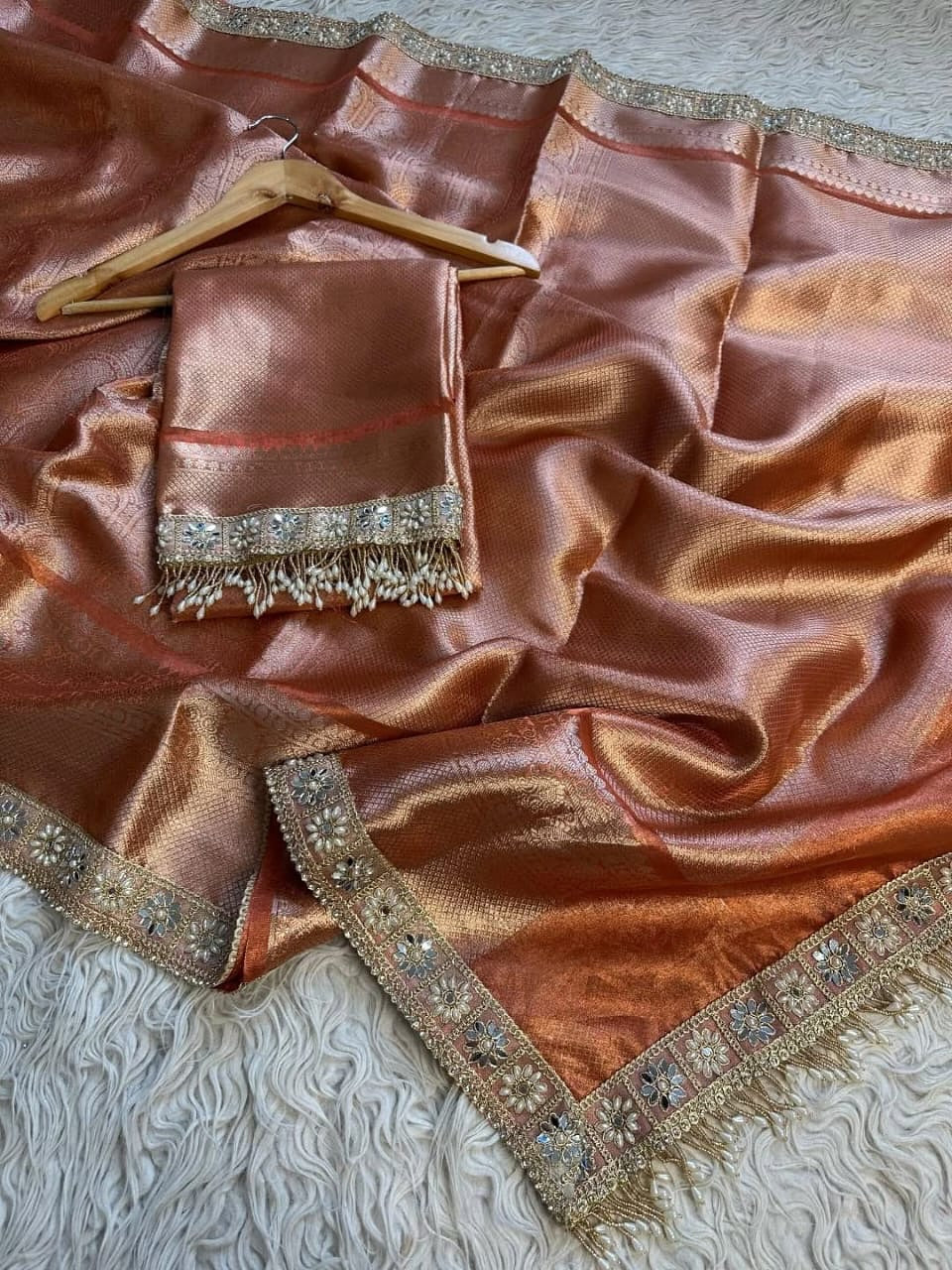 Naira Orange Tissue Silk Saree