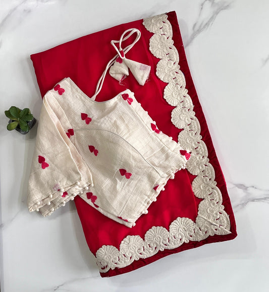 Preet Red Georgette Saree with Chikankari Embroidery
