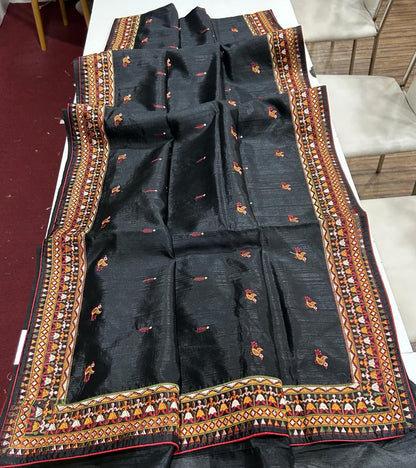 Resha Black Tussar Saree