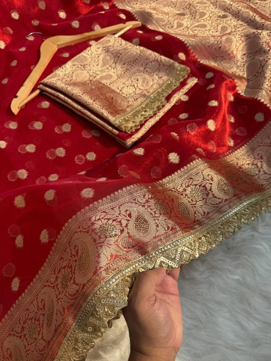 Arzoo Royal Red Tissue Silk Saree