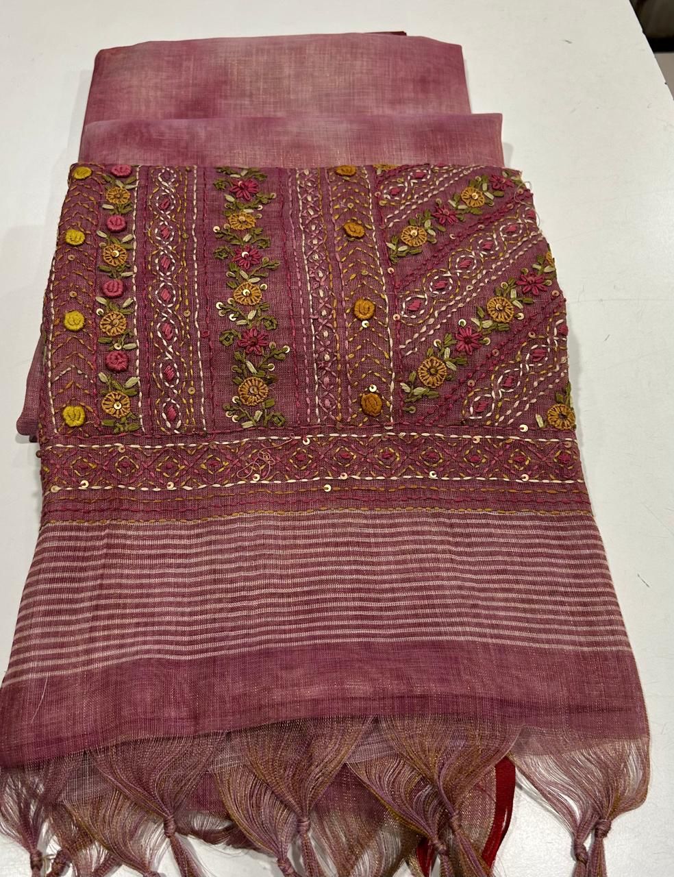 Iraah Pink Linen Tissue Saree