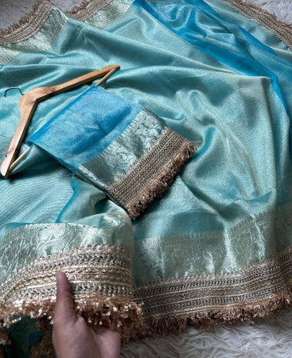 Noor Blue Tissue Silk Saree